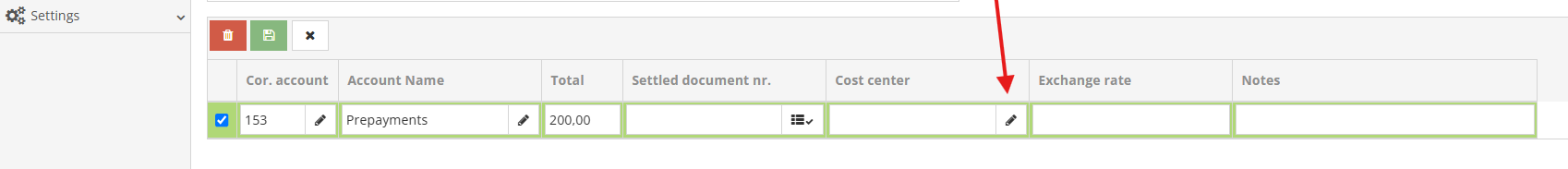 Assigning cost center to bank or cash transaction payment